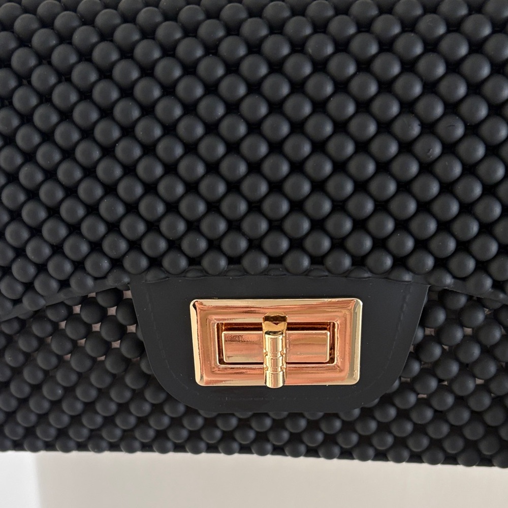 True Religion Black Textured Shoulder Bag with Gold Chain - Picture 3 of 10